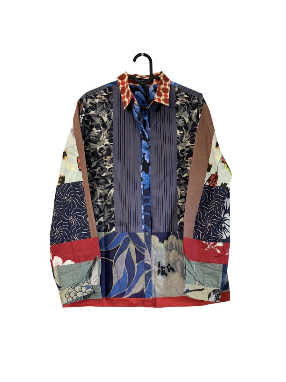 ETRO Italy Contrast Pattern Floral Art Long Sleeve Button Shirt Womens Size 46